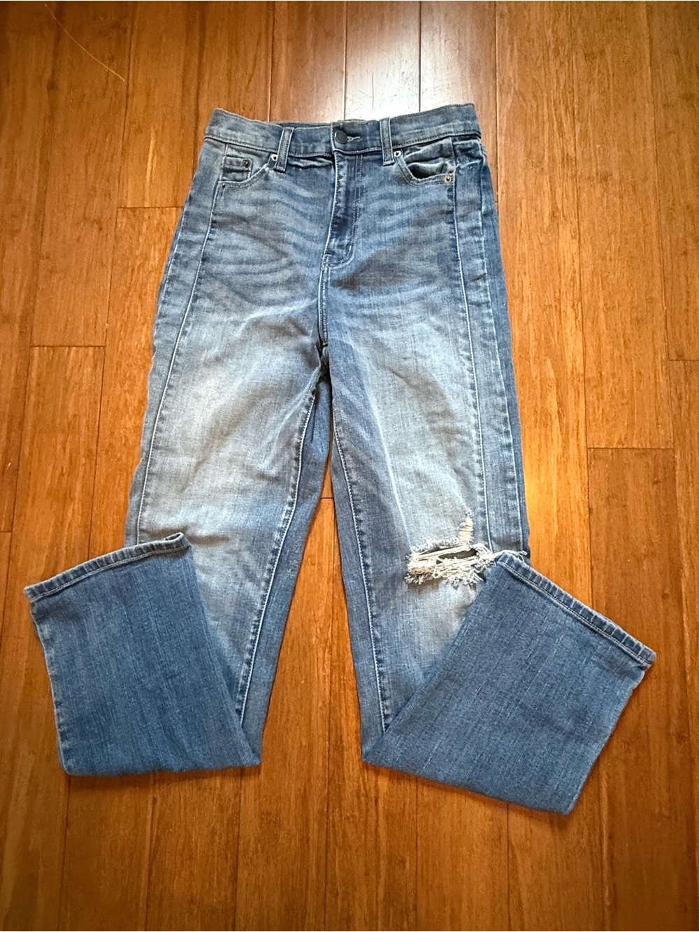 Fashion Nova Straight Leg Distressed Blue Jeans